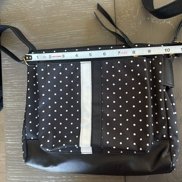 FOSSIL JENNA Crossbody Bag Black & White Polka Dot Textile Synthetic Casual Chic - Picture 7 of 12